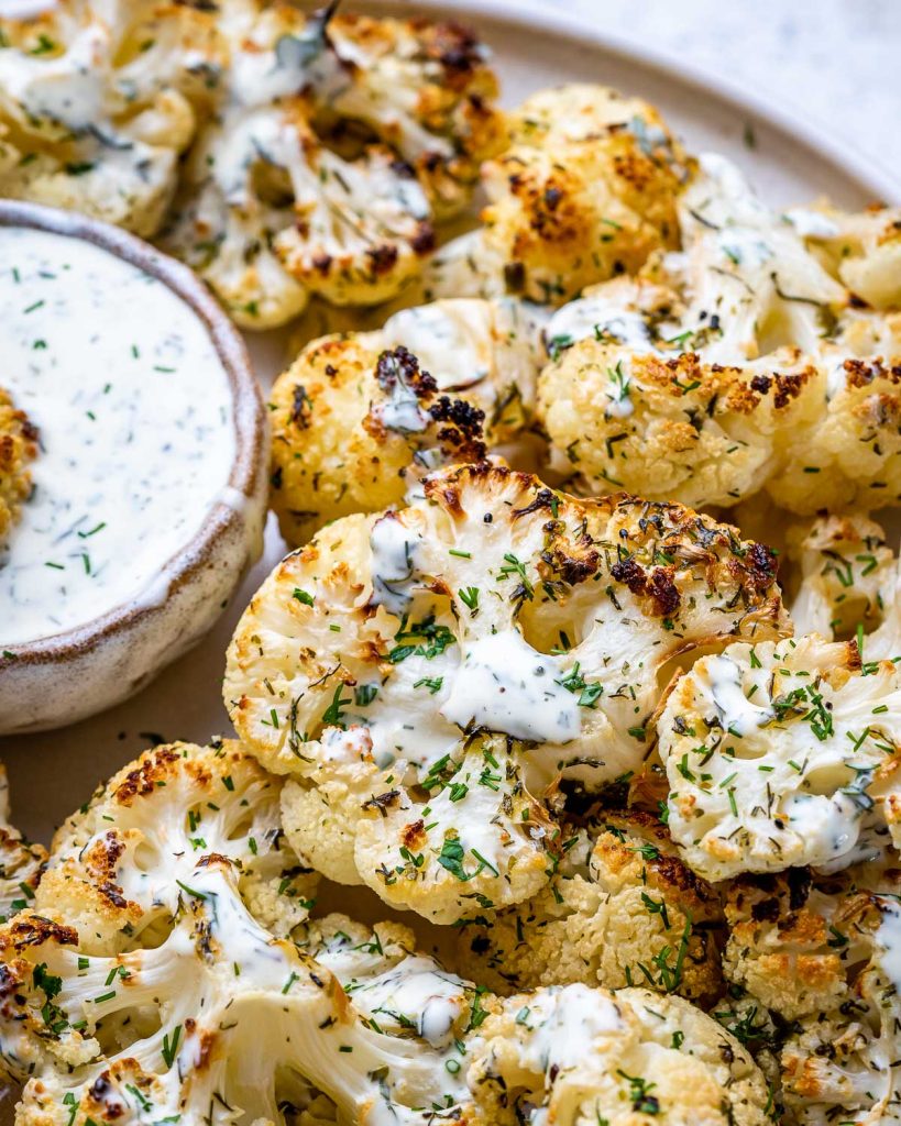 Roasted Ranch Cauliflower & Dip | Clean Food Crush