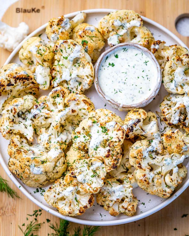 Roasted Ranch Cauliflower & Dip | Clean Food Crush