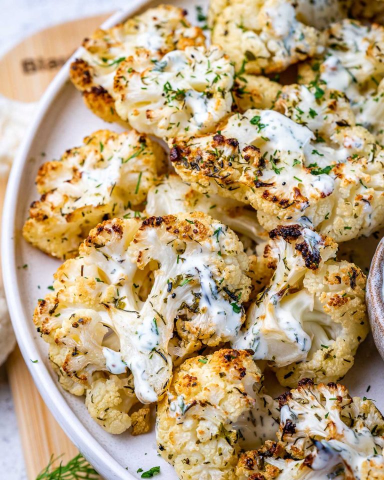 Roasted Ranch Cauliflower & Dip | Clean Food Crush