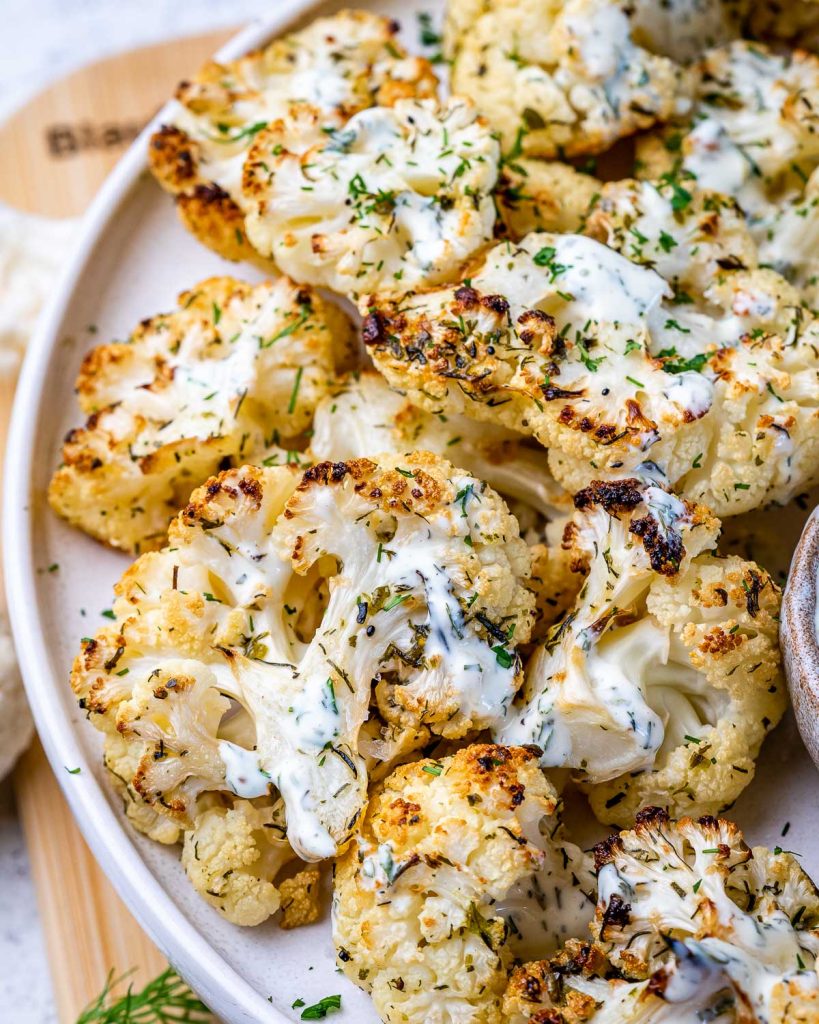 Roasted Ranch Cauliflower & Dip | Clean Food Crush