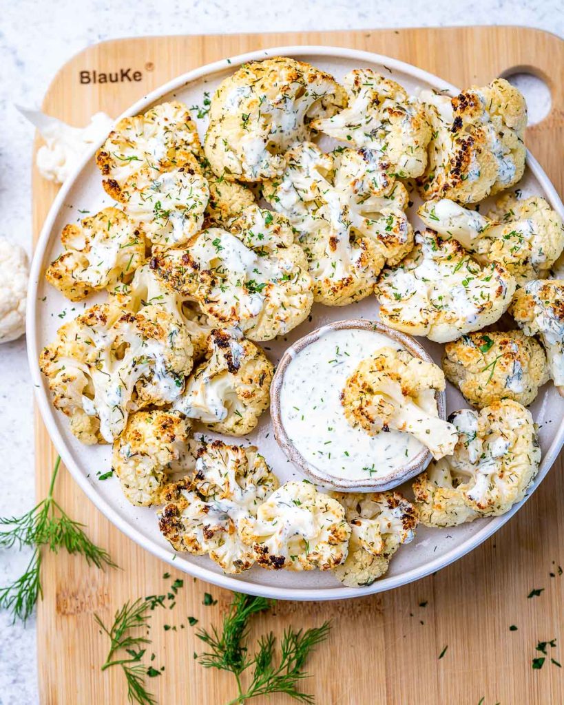 Roasted Ranch Cauliflower & Dip | Clean Food Crush