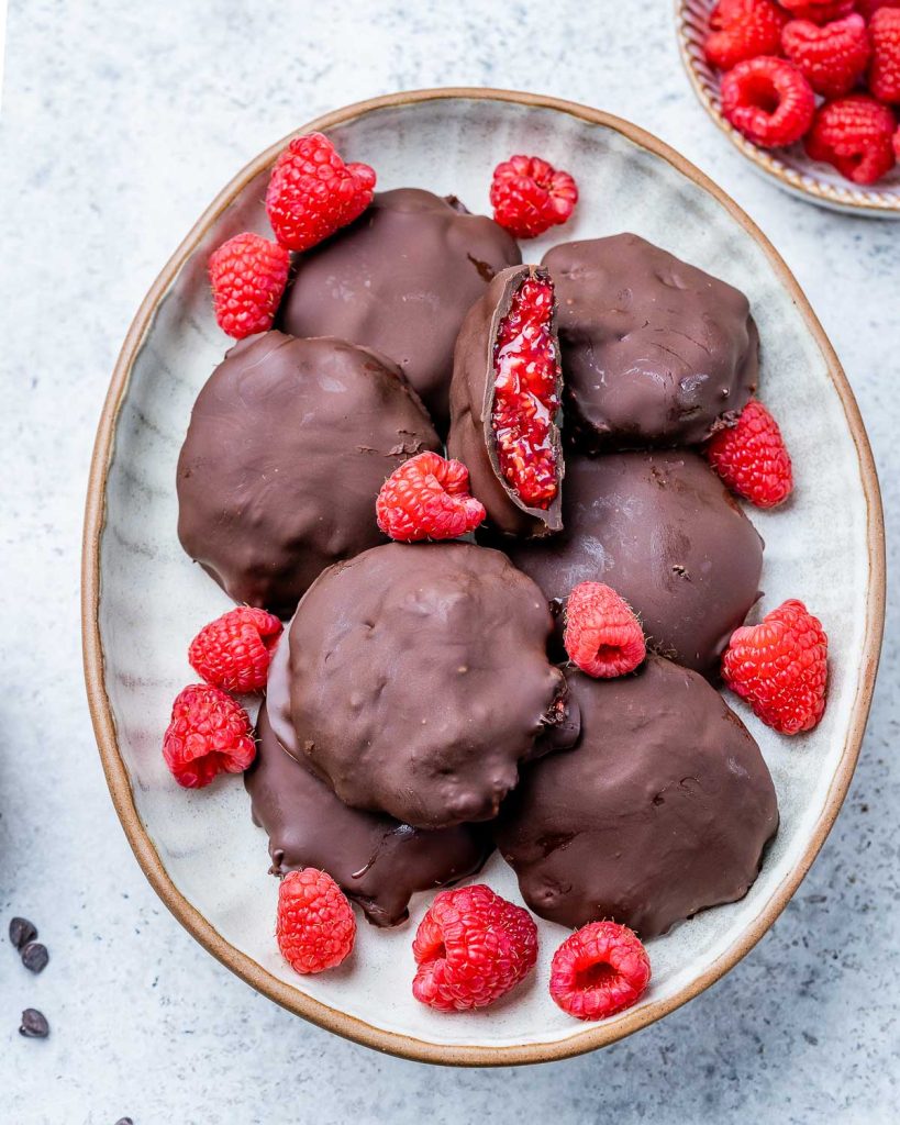 Raspberry filled chocolate bites clean food crush