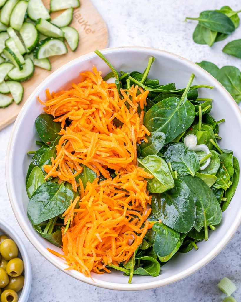 5-Minute Leftover Chicken Spinach Salad | Clean Food Crush