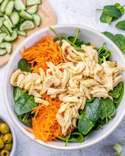 5 Minute Leftover Chicken Spinach Salad Clean Food Crush