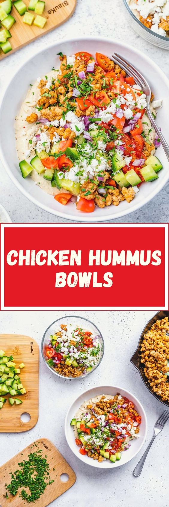 Quick chicken hummus bowl recipe