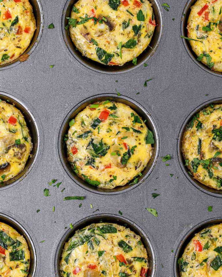 Spinach + Mushroom Egg Muffins | Clean Food Crush