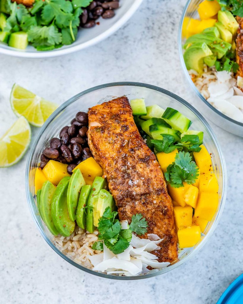 [Video] Tropical Salmon Meal Prep Bowls Clean Food Crush