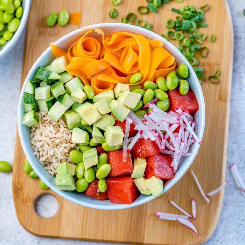 Marinated Watermelon Faux Poke Bowls Clean Food Crush