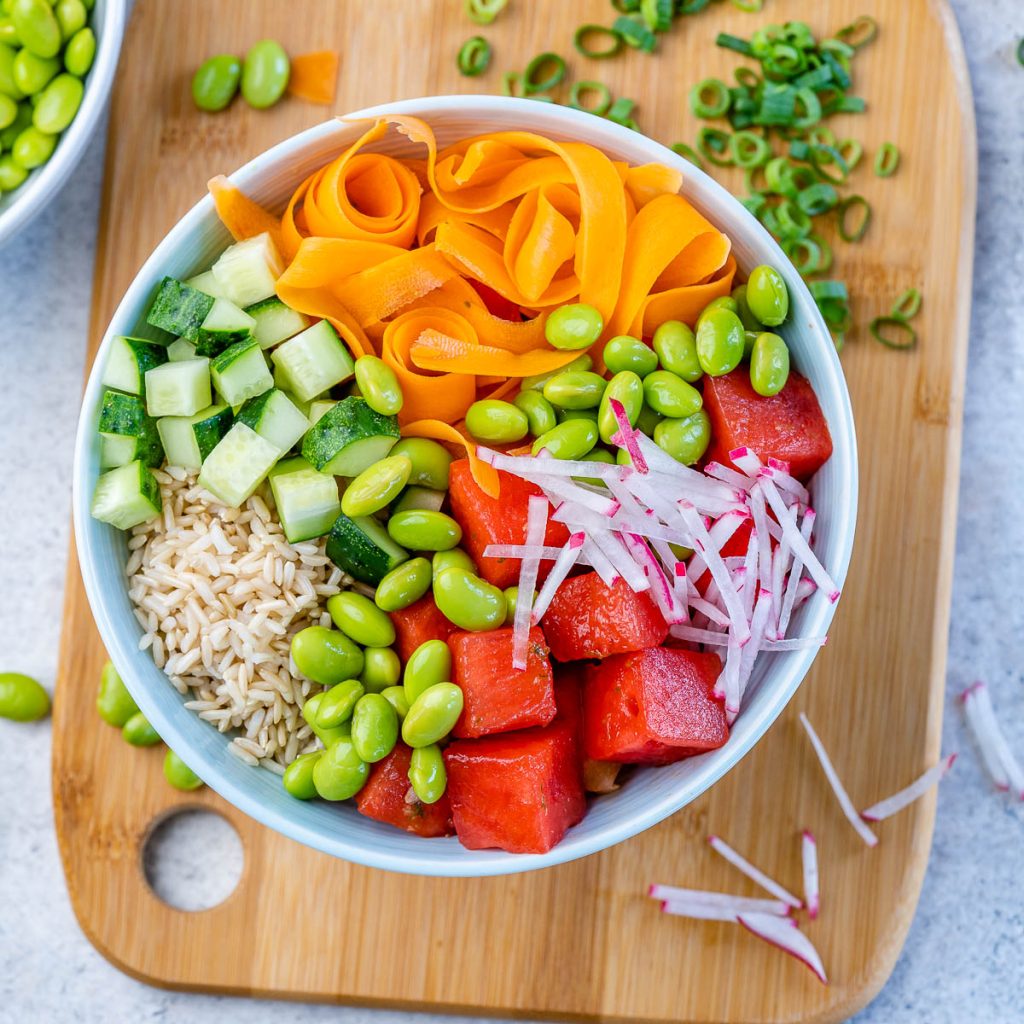 Marinated Watermelon Faux Poke Bowls Clean Food Crush