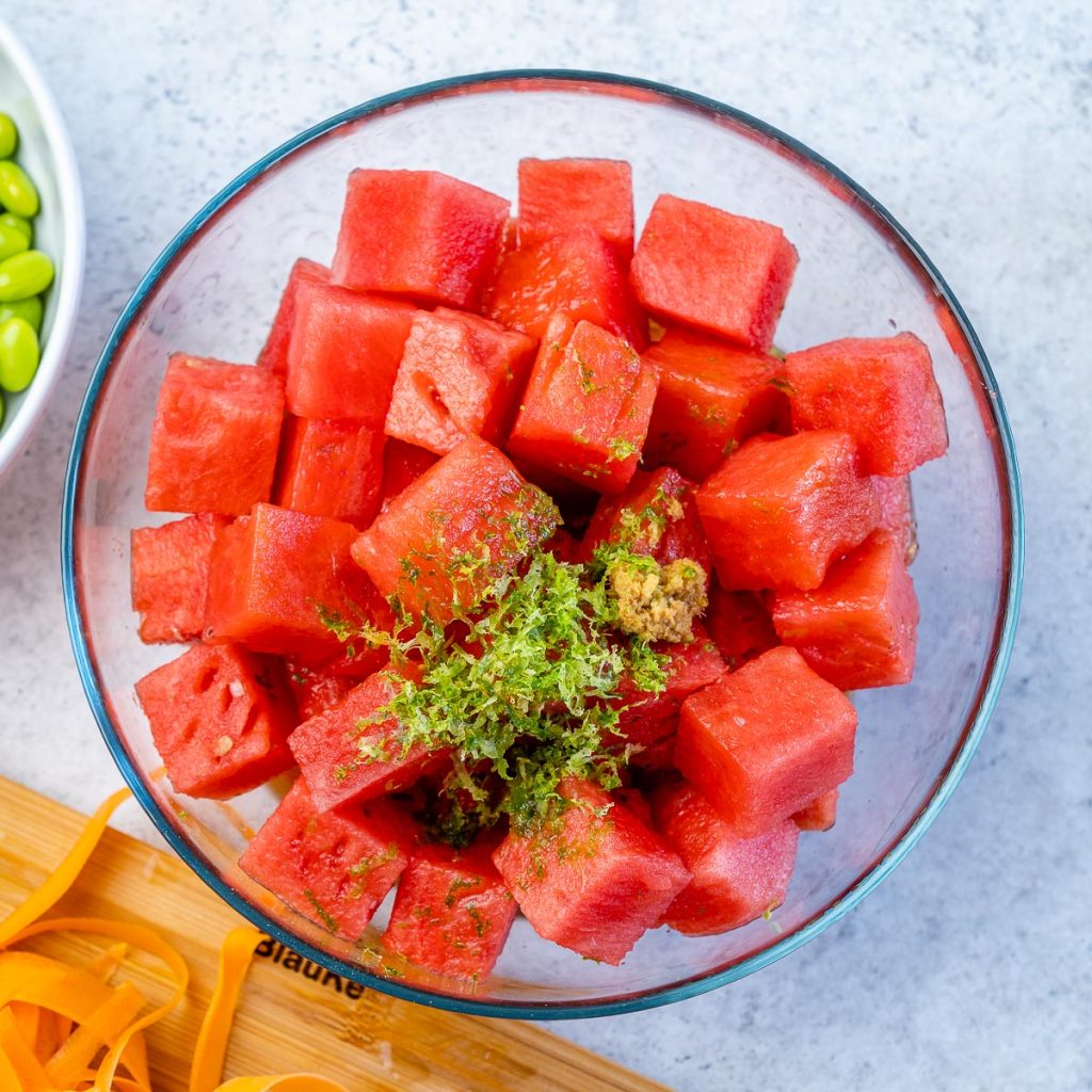 Marinated Watermelon Faux Poke Bowls Clean Food Crush