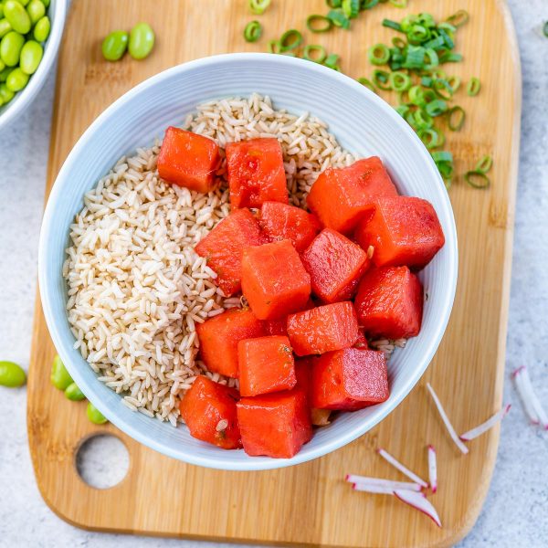 Marinated Watermelon Faux Poke Bowls Clean Food Crush
