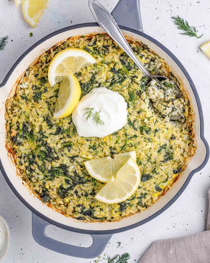 Spinach, Feta, and Rice Casserole Clean Food Crush