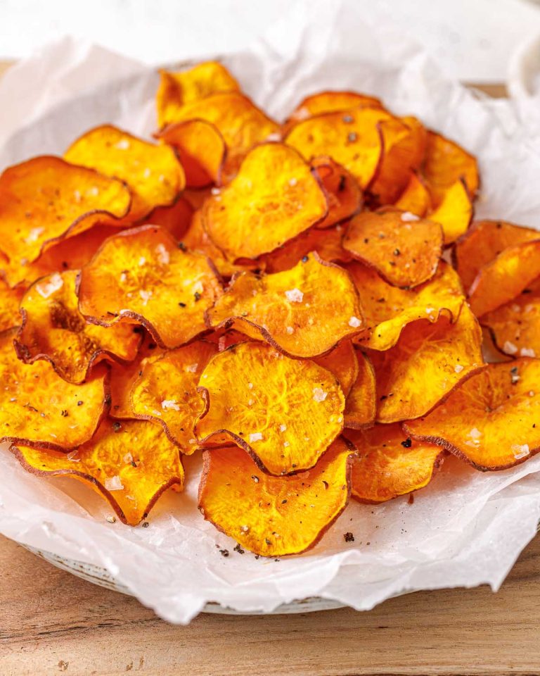 Crispy Crunchy Air-Fryer Sweet Potato Chips | Clean Food Crush