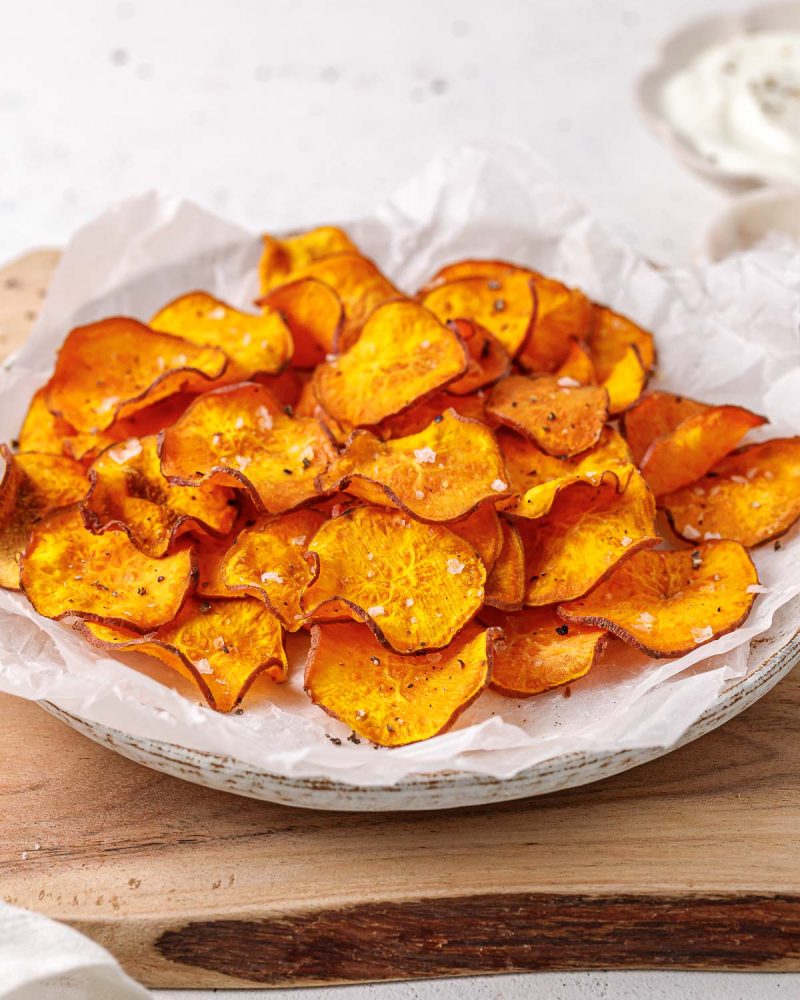 Crispy Crunchy Air-Fryer Sweet Potato Chips | Clean Food Crush