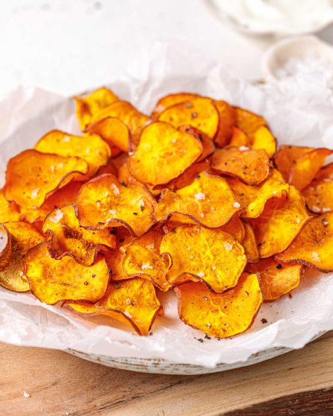 Crispy Crunchy Air-Fryer Sweet Potato Chips | Clean Food Crush