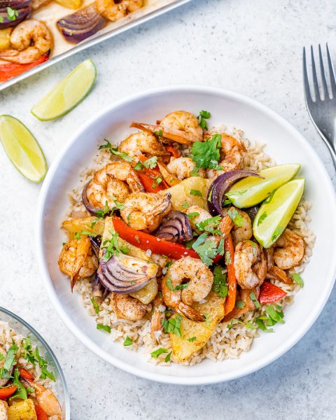 Jerk Shrimp with Pineapple Bowls | Clean Food Crush