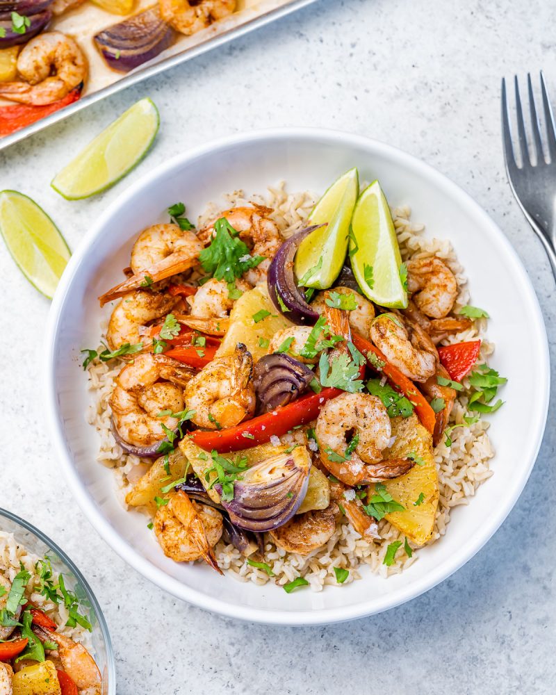 Jerk Shrimp with Pineapple Bowls | Clean Food Crush