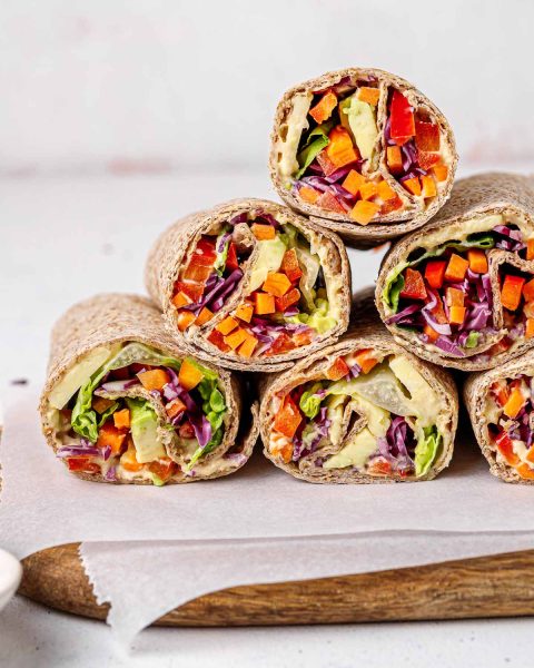 Rainbow Veggie + Hummus Wraps | Clean Food Crush