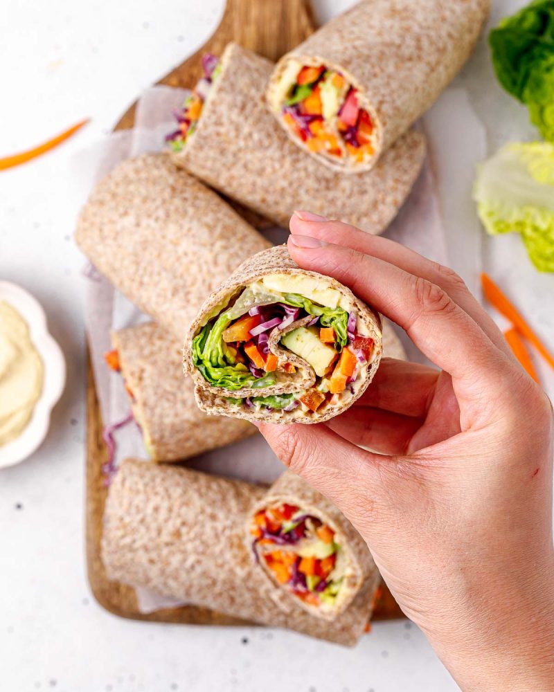 Rainbow Veggie + Hummus Wraps | Clean Food Crush