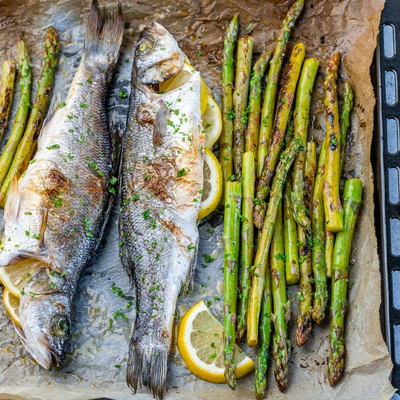 Baked Sea Bass + Asparagus Clean Food Crush