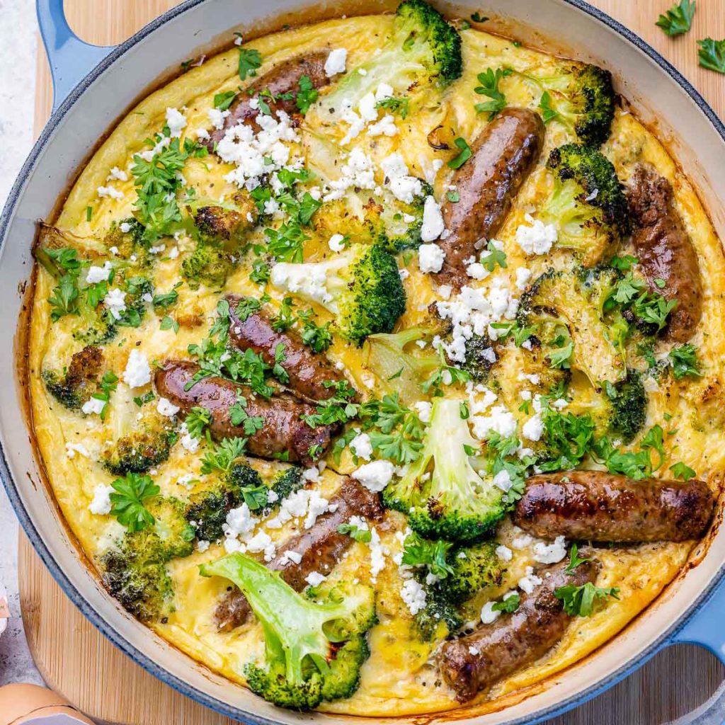 Broccoli + Sausage Frittata 🥦🧄🍳 Clean Food Crush