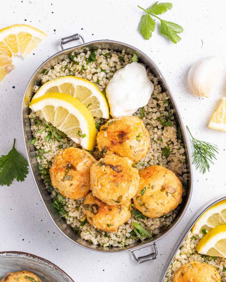 Salmon Balls + Herbed Quinoa for Meal Prep Clean Food Crush