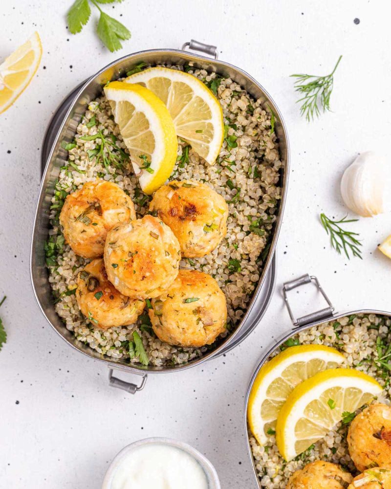 Salmon Balls + Herbed Quinoa for Meal Prep Clean Food Crush