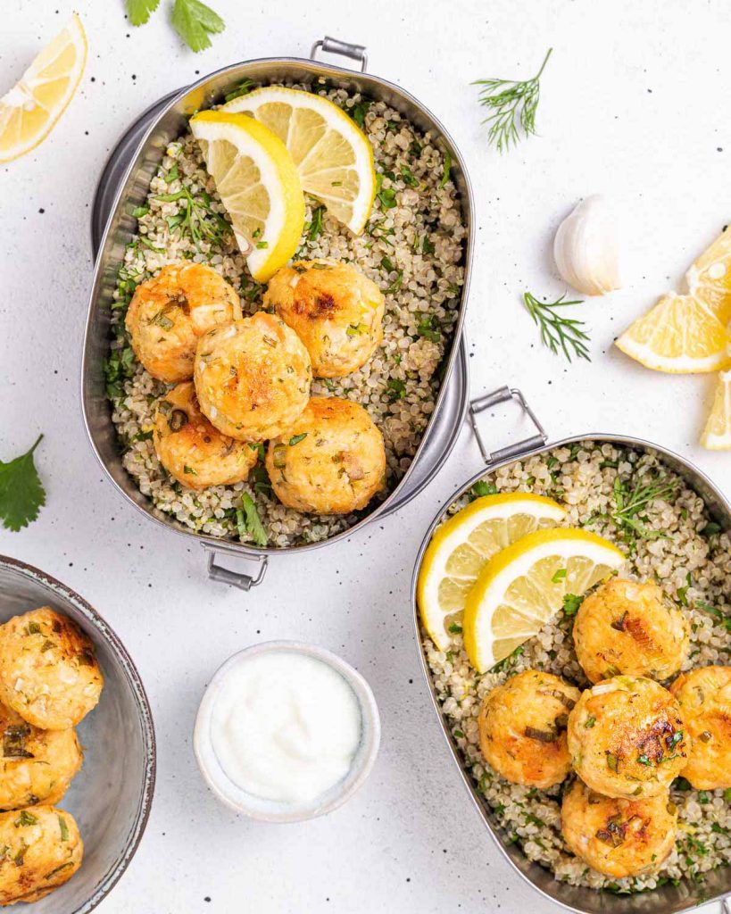Salmon Balls + Herbed Quinoa for Meal Prep Clean Food Crush