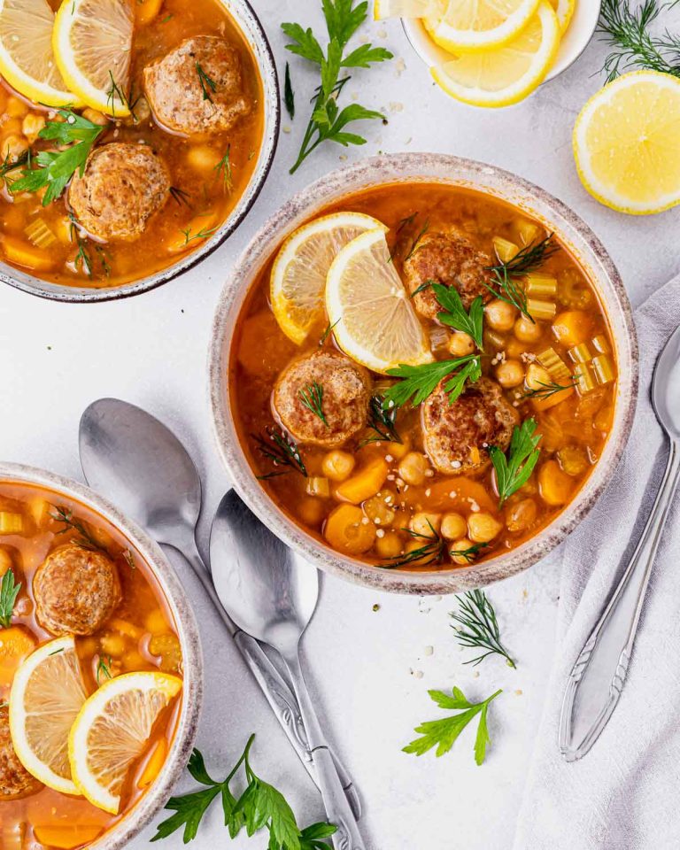 Chickpea Soup with Turkey Meatballs Clean Food Crush