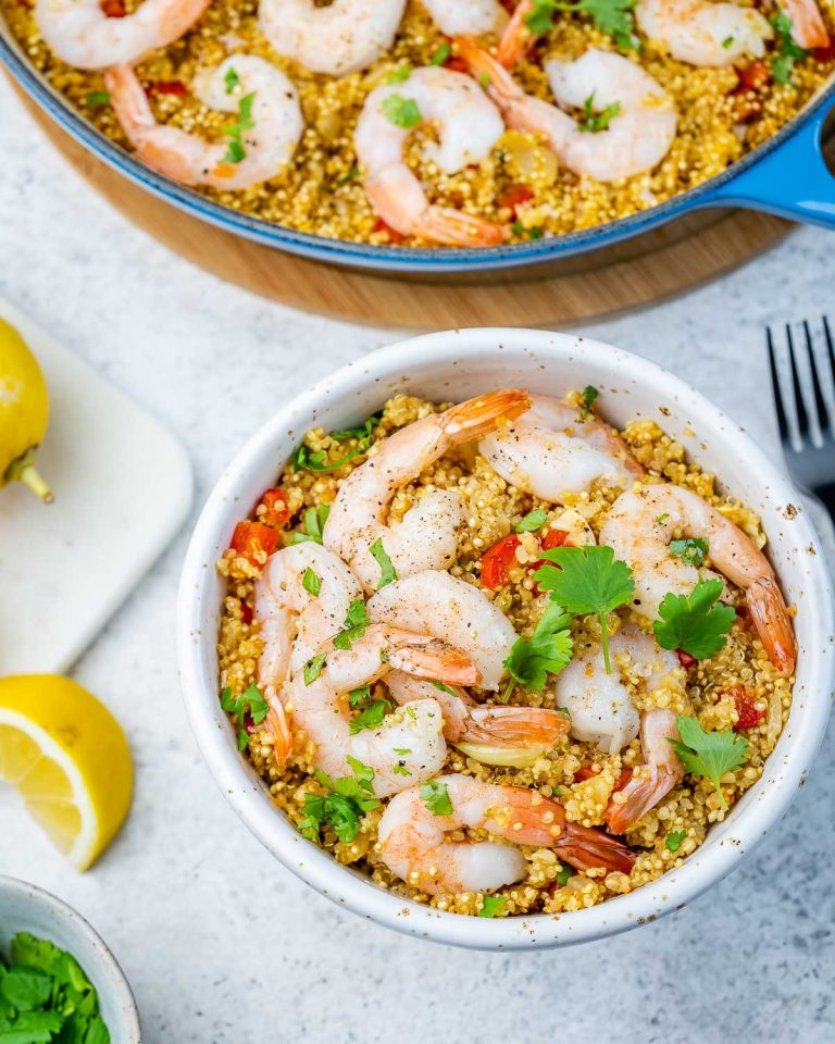 Quick One-Pan Garlic Shrimp with Quinoa | Clean Food Crush
