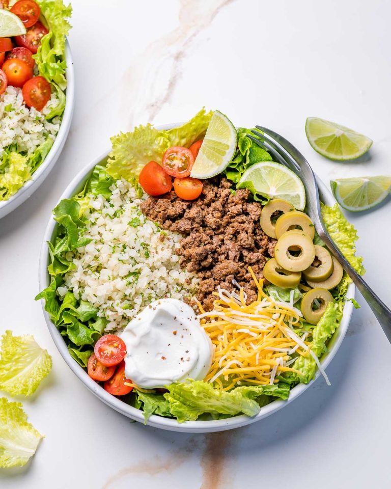 Taco Salad with Cilantro Lime Cauliflower Rice | Clean Food Crush