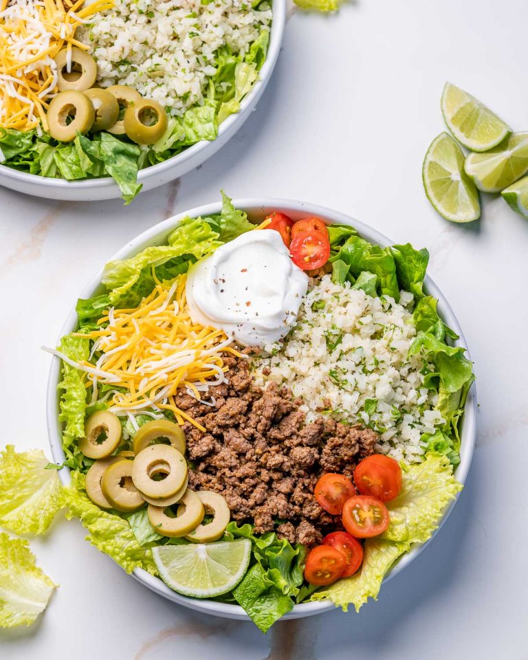 Taco Salad with Cilantro Lime Cauliflower Rice | Clean Food Crush