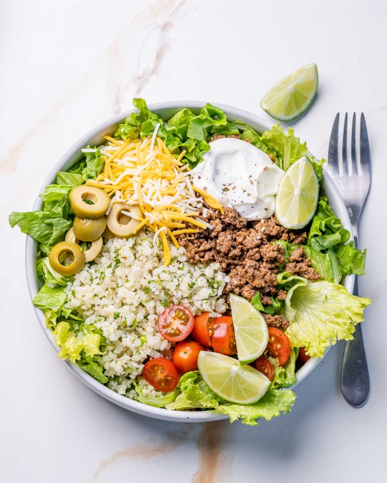 Taco Salad with Cilantro Lime Cauliflower Rice | Clean Food Crush