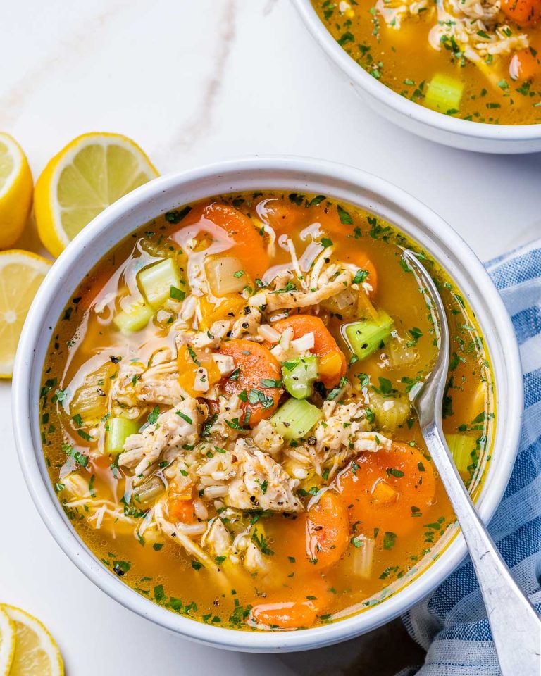 Lemony Chicken Rice Soup | Clean Food Crush