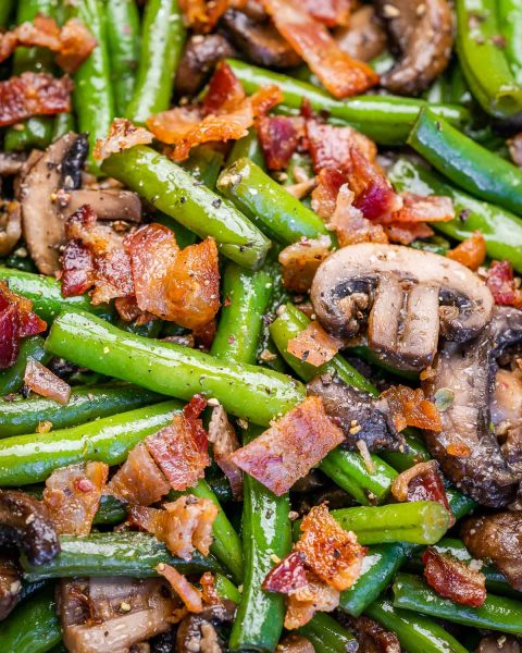 Green Beans with Bacon and Fresh Mushrooms