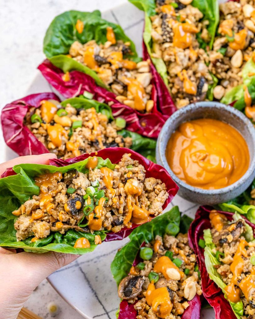 Peanut Chicken Lettuce Wraps | Clean Food Crush