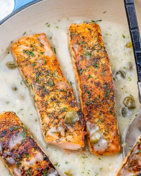 Creamy Lemon Capers Salmon | Clean Food Crush