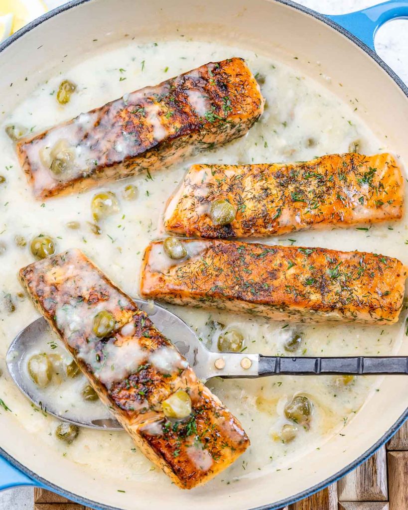 Creamy Lemon Capers Salmon | Clean Food Crush