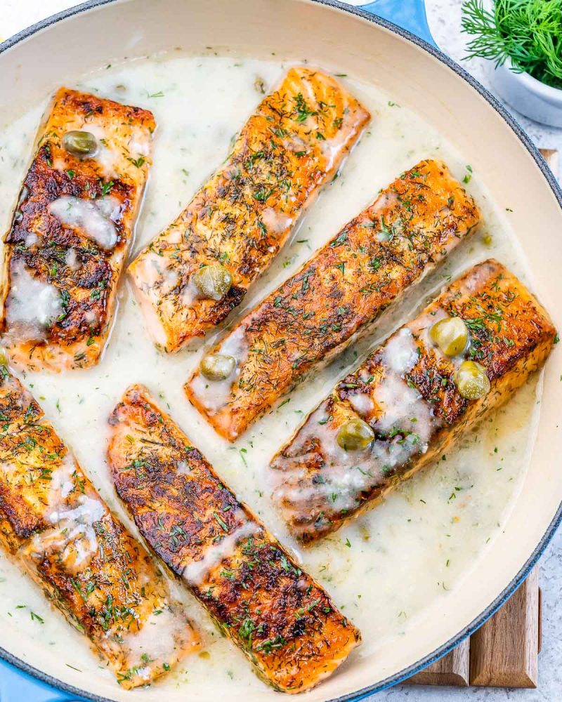 Creamy Lemon Capers Salmon | Clean Food Crush