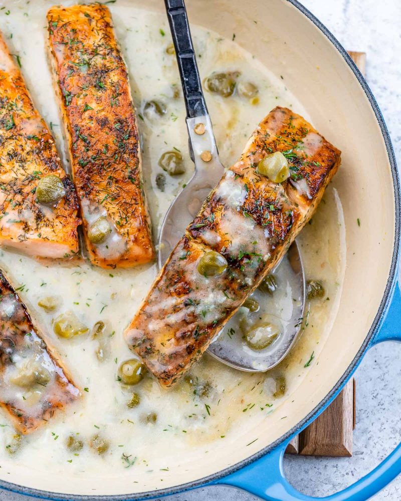 Creamy Lemon Capers Salmon | Clean Food Crush