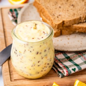 Cranberry orange butter in a jar.