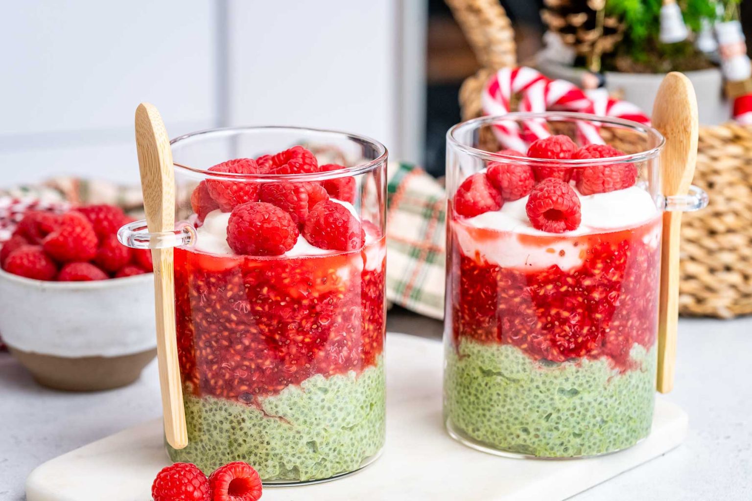 Raspberry Matcha Chia Pudding | Clean Food Crush
