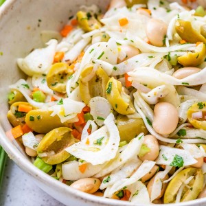 Marinated bean salad in a bowl.