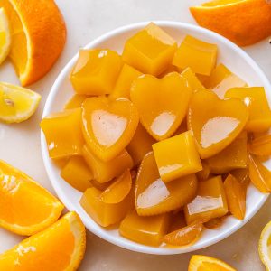 Vitamin C Immunity gummies in a white bowl.