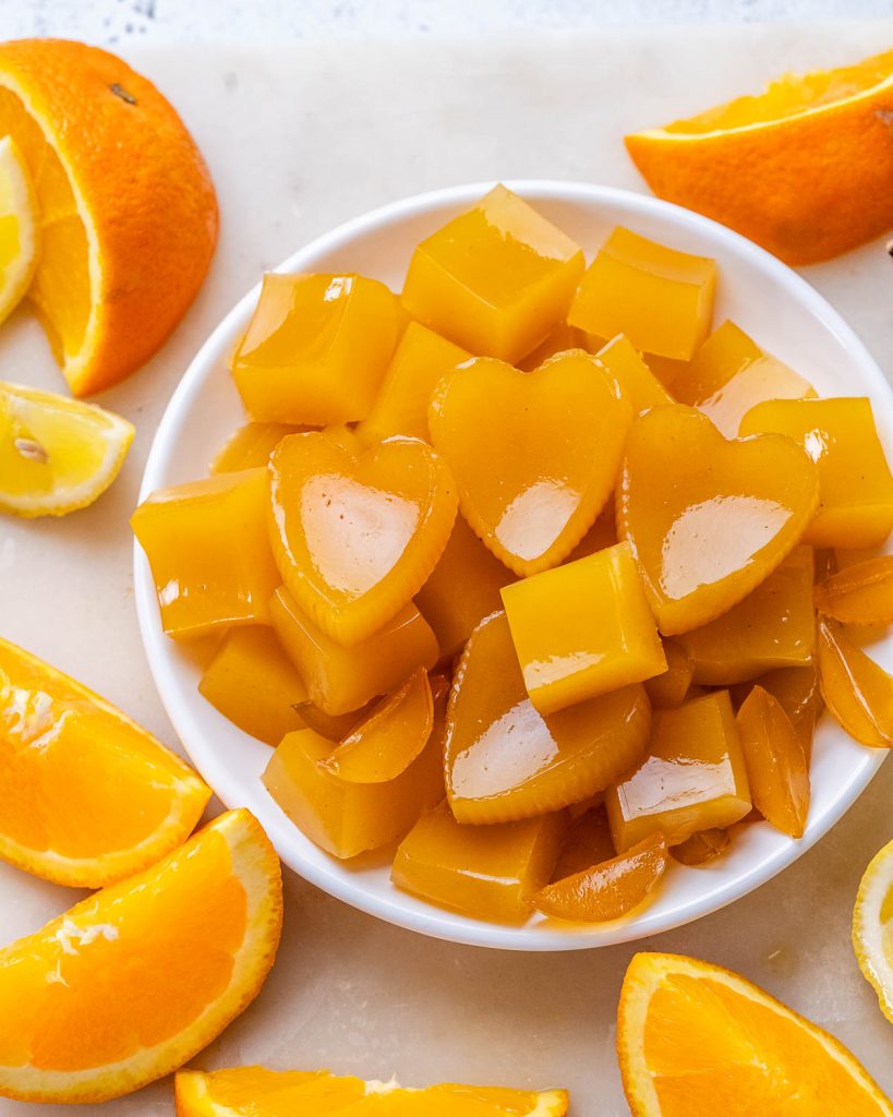Vitamin C Immunity gummies in a white bowl.