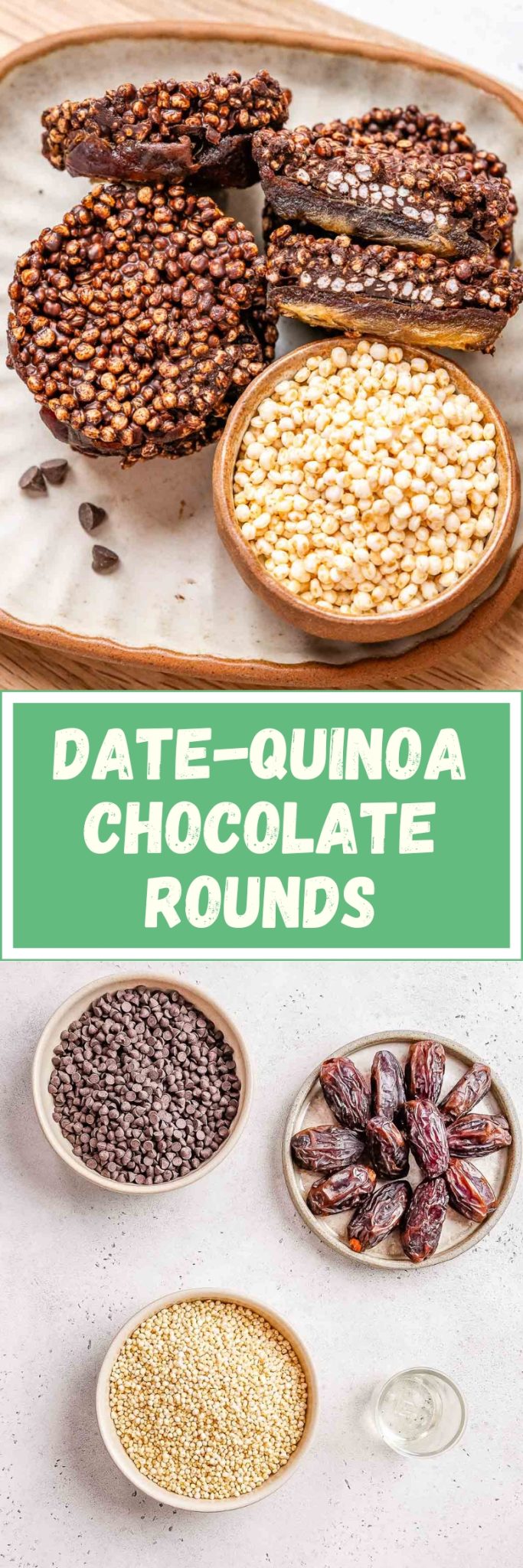 Chocolate date and quinoa bites pin.