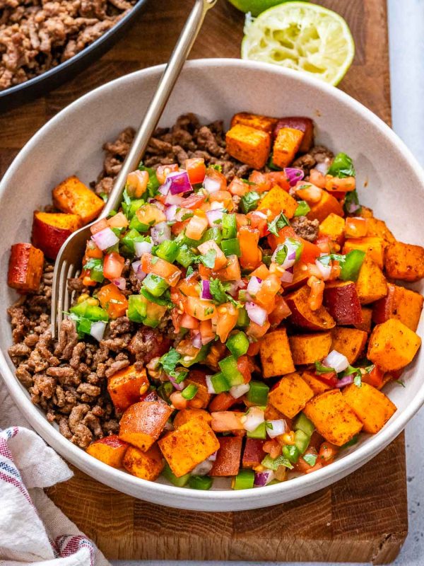 Healthy ground beef bowls for easy meal prep.
