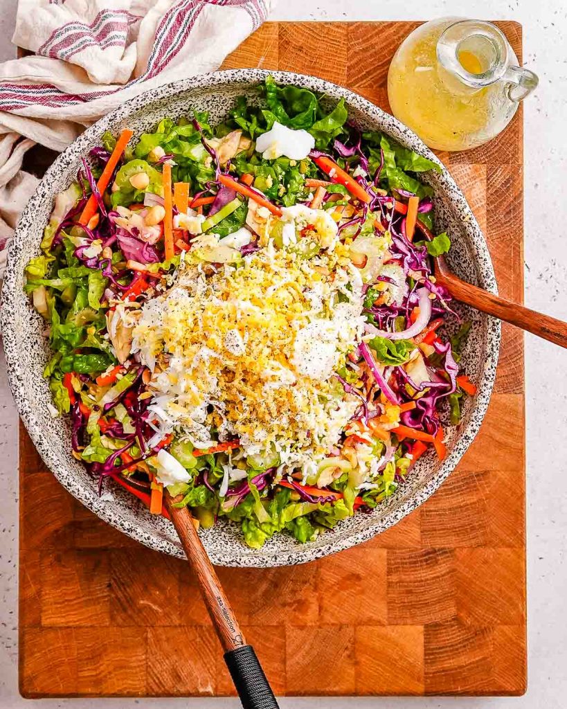 Freshly chopped chicken salad with maple vinaigrette.