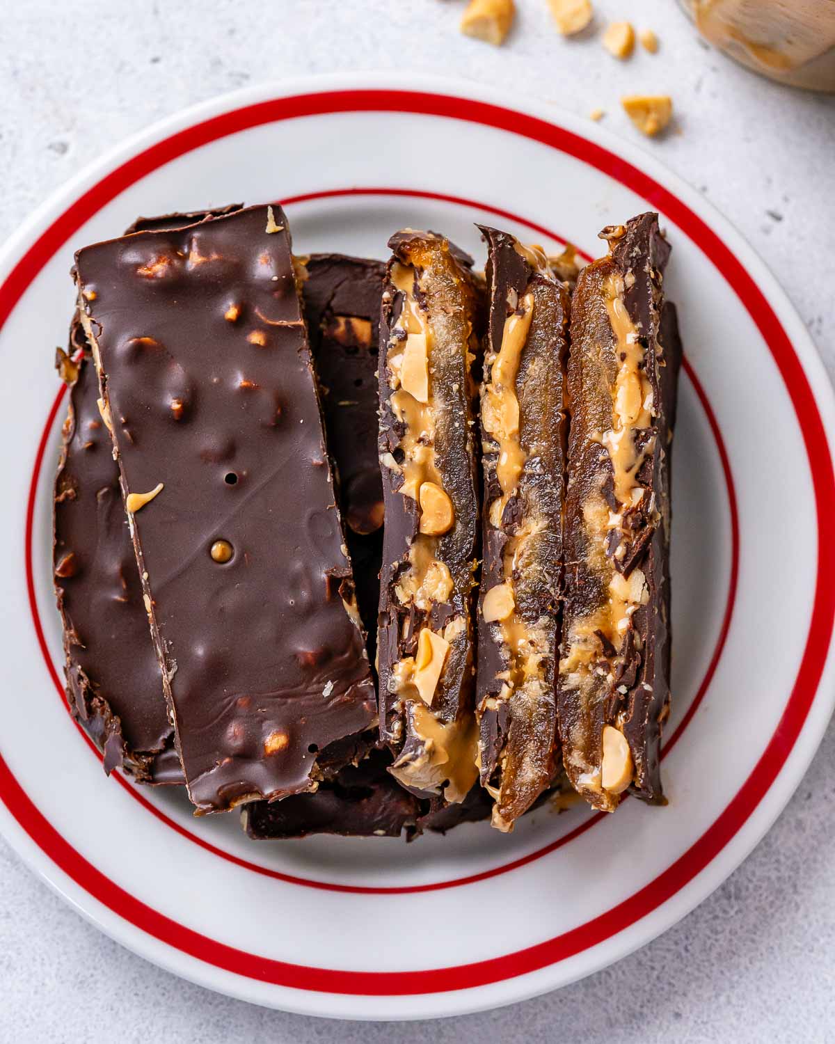 close up of date snickers bark recipe.