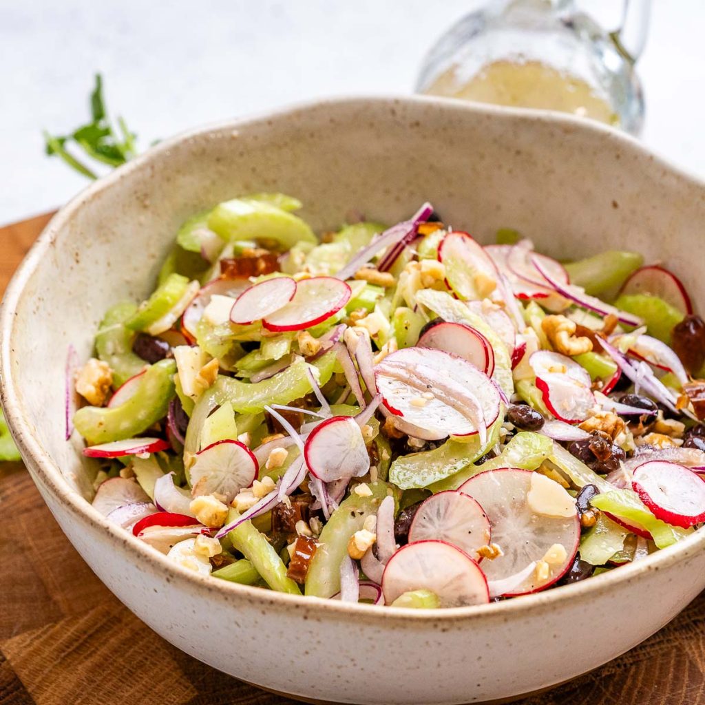 celery salad marinated in orange vinaigrette.